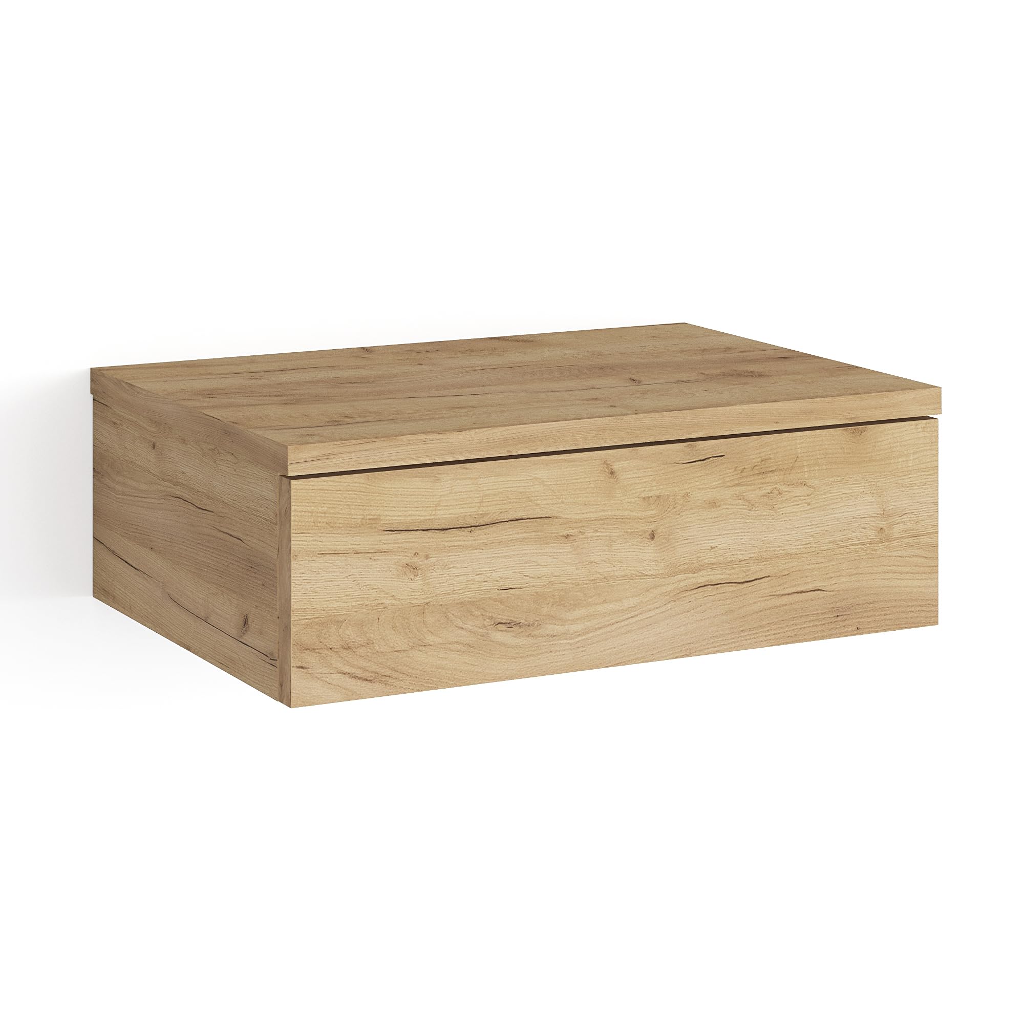 Komto Table de Chevet Suspendue Lot de 2 Chêne Miel – Table de Nuit Murale avec Tiroir, Idéal Chambre | Monaco 46 x 30 x 15 cm