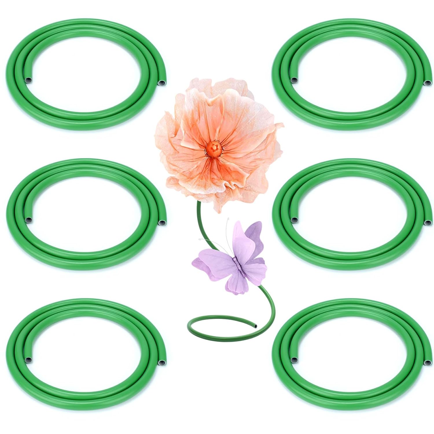 6 Pcs 78.7 Inch Flexible Pipe PVC Tubing for Crafts & Artificial Flowers, Aluminum Bendable Floral Support Pole, DIY Creative Hose for Balloon Arches/Wedding Decor/Comic Convention Props (6)