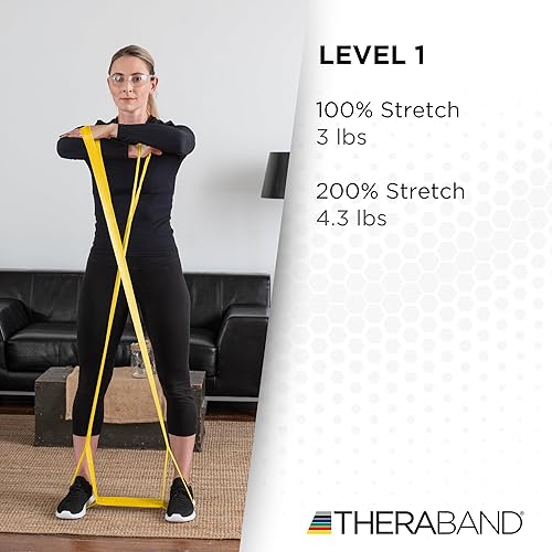 Miniatura 4 de THERABAND CLX - Banda de resistencia con bucles, banda de ejercicio sin látex de 5 pies para movilidad, rehabilitación, estiramiento y Amarillo -
