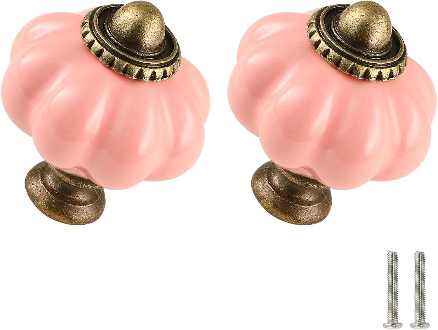 Dark Green Pumpkin Knobs 12 Pack Ceramic Cabinet Knobs Vintage Drawer Pulls - Antique Dresser Pulls with Screws for Closet Drawer Cupboard Cabinet and DIY Home Project
