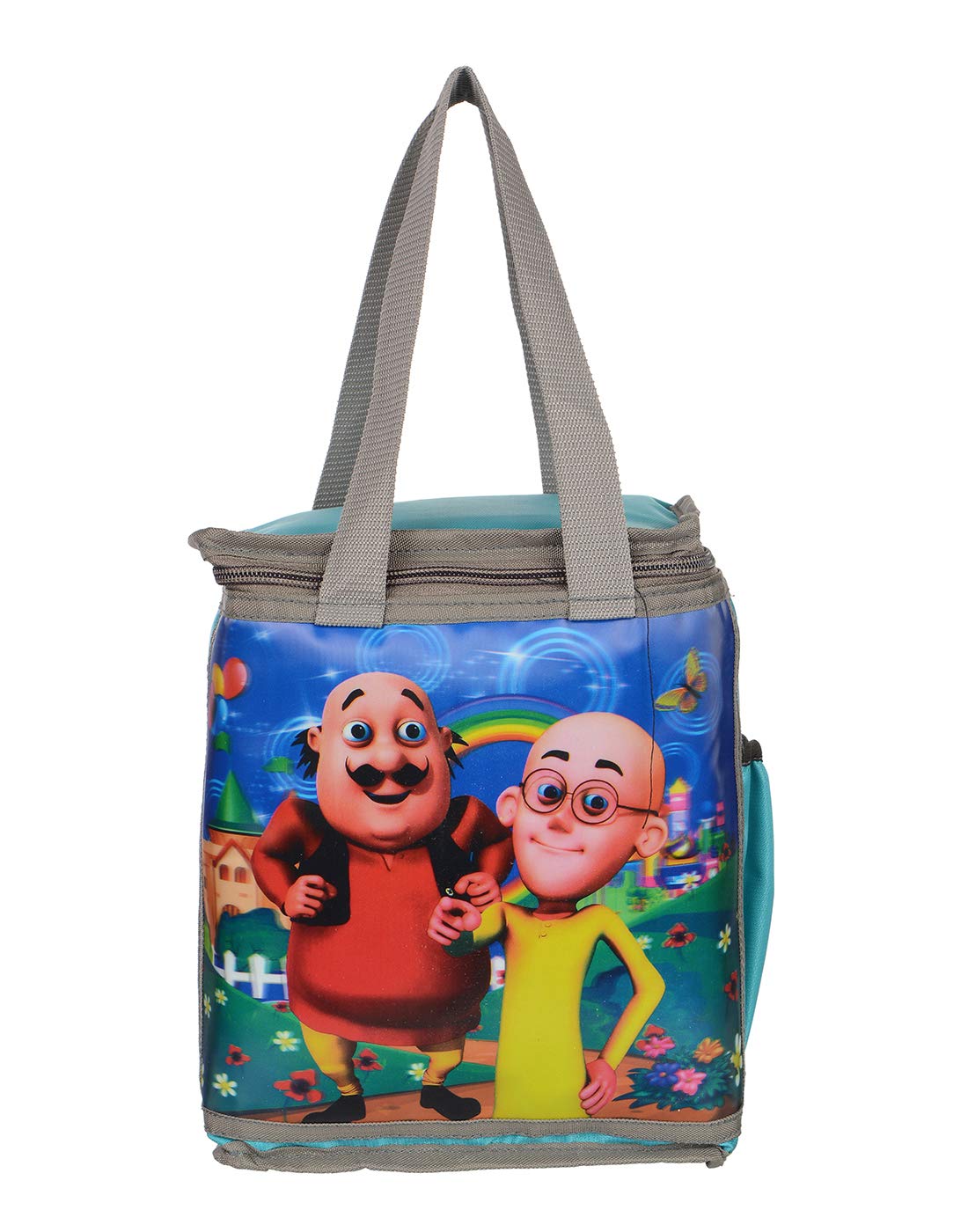 NK Bags NK Polyester 3D Photo Motu Patlu Lunch/Tiffin Bag for Boys (Green)