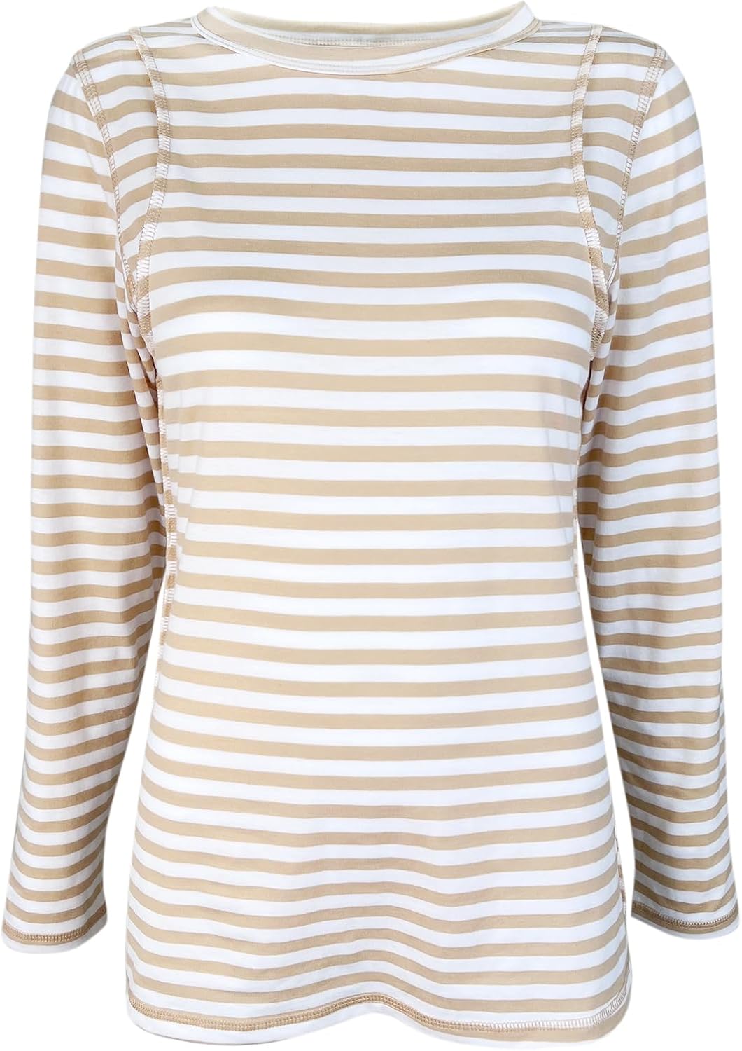 Fanway&EC Women's Basic Long Sleeve Striped T Shirts Casual Crewneck Blouses Tunic Tops - Image 3