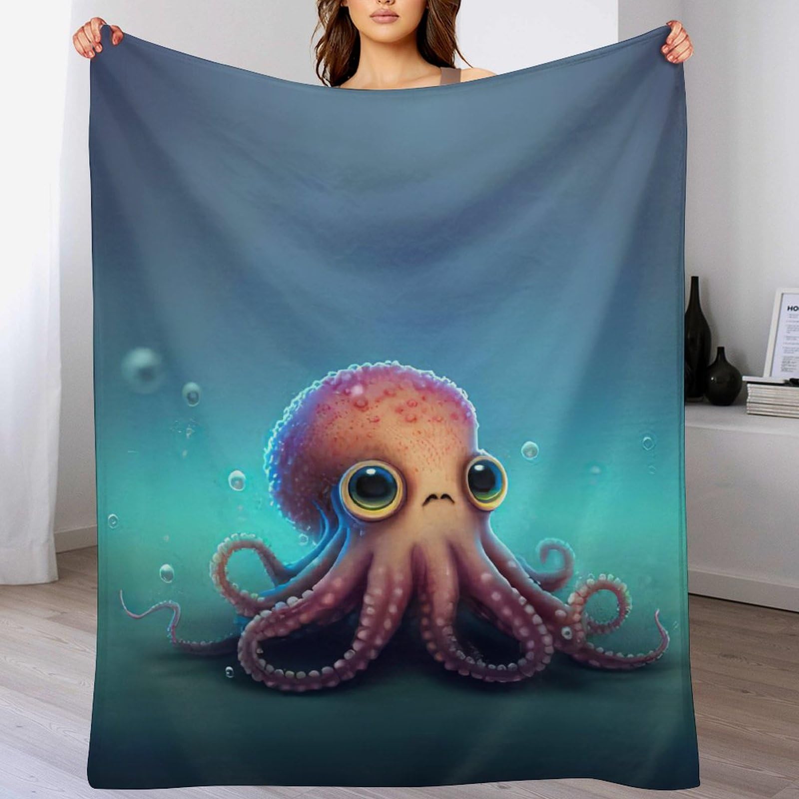 Couverture en flannel poulpe pour soirées cocooning au salon