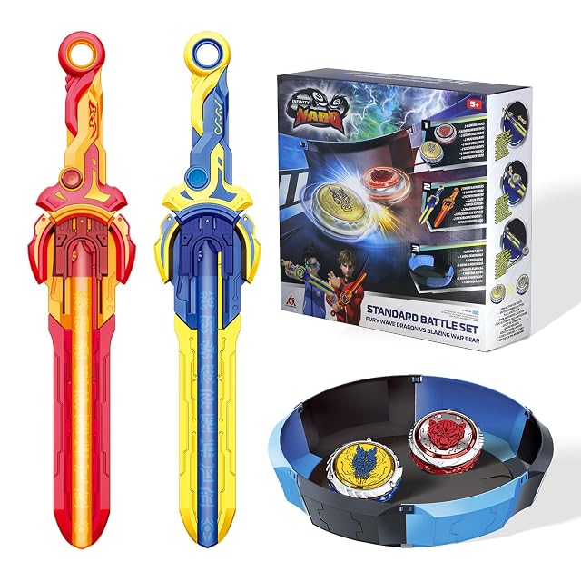 INFINITY NADO Set Arena 2 Lanzadores - 2 Peonzas Metal Luminosas 5+