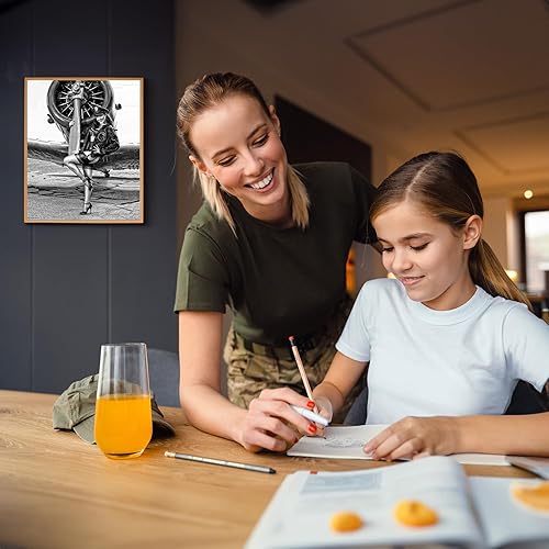 Miniatura 3 de Póster de pared vintage de la Segunda Guerra Mundial, póster de tributo militar "Wings of Angels" | Obra de arte patriótica de aviación para garaje,