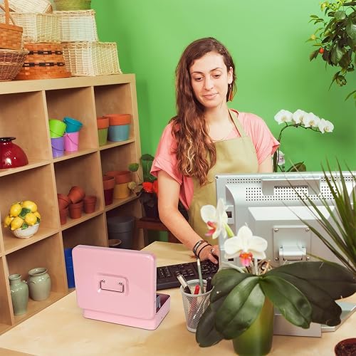 Miniatura 7 de Caja de efectivo con cerradura de combinación, caja de dinero de metal para caja registradora, caja de seguridad grande para dinero 11.8 x 9.4 x