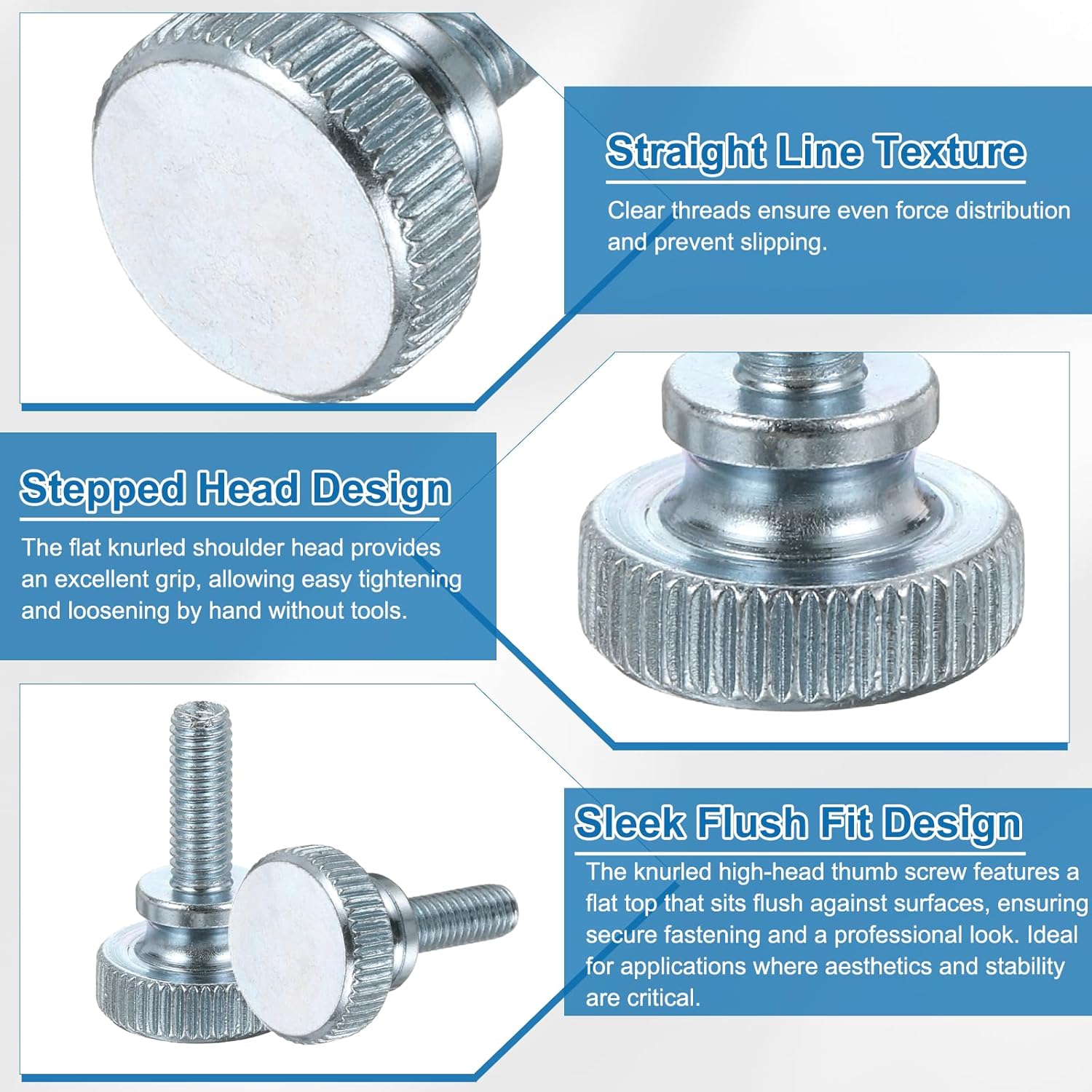 PATIKIL M5 x 14mm Knurled Thumb Screws, 20Pcs Metric Knurled Head Bolts Thumb Screw with Shoulder Grip Knobs Fasteners Tighten Thread Fasteners for TV Monitor Mount