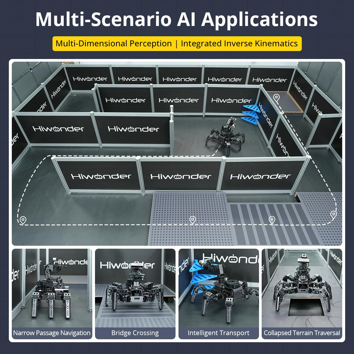 HIWONDER ROS2 Jetson Hexapod con OpenClaw Grandi Modelli AI ChatGPT Mappatura SLAM 3D AI Vision Scena Vocale Comprensione Auto-bilanciamento ROS Education Robot, ROSpider Advanced Kit & Jetson Nano