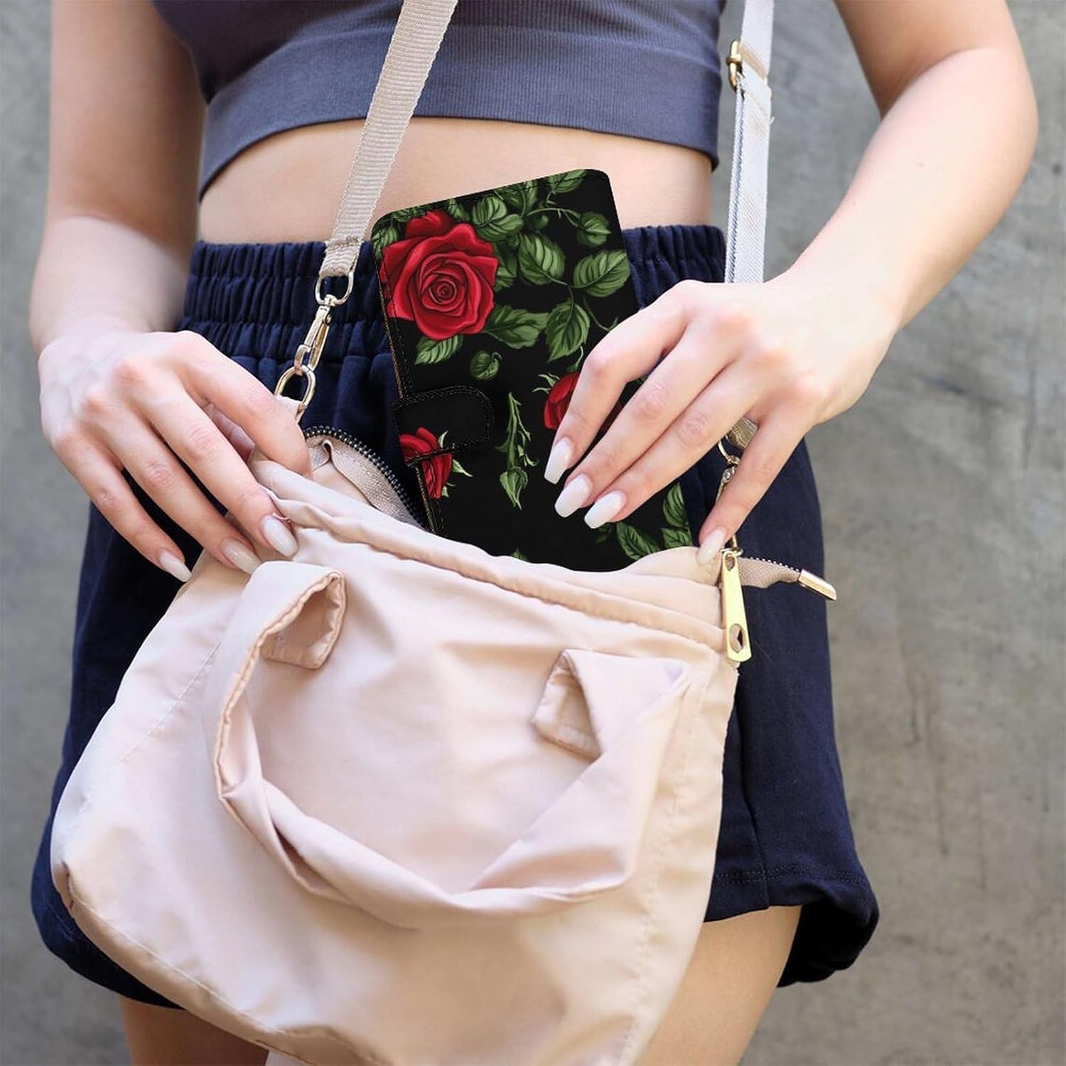 Rose Flower Women's Long Wallet Leather Large Capacity Wristlet Clutch Purse Wallets