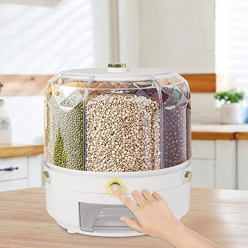 Miniatura 2 de Dispensador de almacenamiento de granos, dispensador de alimentos secos giratorio de 360, dispensador de almacenamiento de cereales, contenedor de
