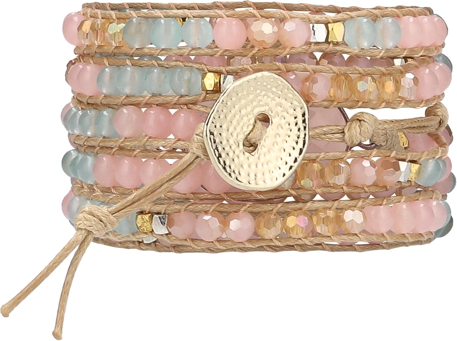 Bracelet for Women – Handmade Vegan Boho Natural Stone Layered Bracelet, Thailand Bohemian Stackable Beaded Wrap Bracelets, Summer Hippie Bracelet Stack, Fashion Jewelry Gifts - Image 3