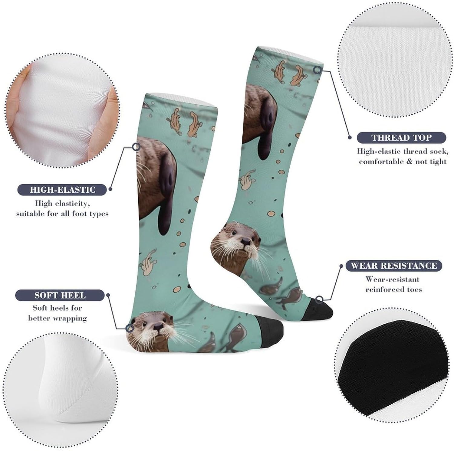 Otters Knee High Soccer Socks Moisture Wicking
