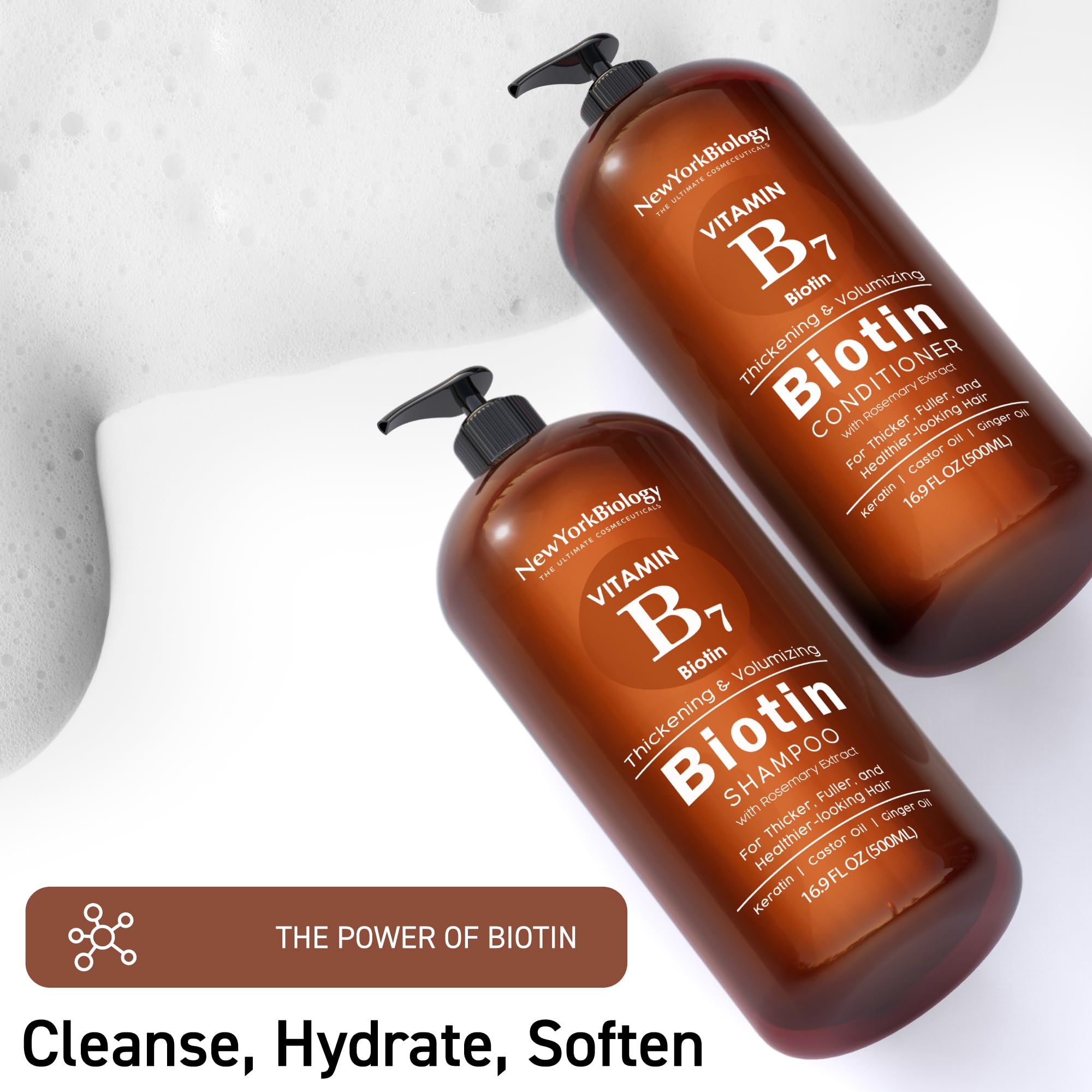 Juego de champú y acondicionador de biotina de 500 ml para el adelgazamiento del cabello, fórmula espesante para el tratamiento de la pérdida del cabello, para hombres y mujeres, anticaspa, el