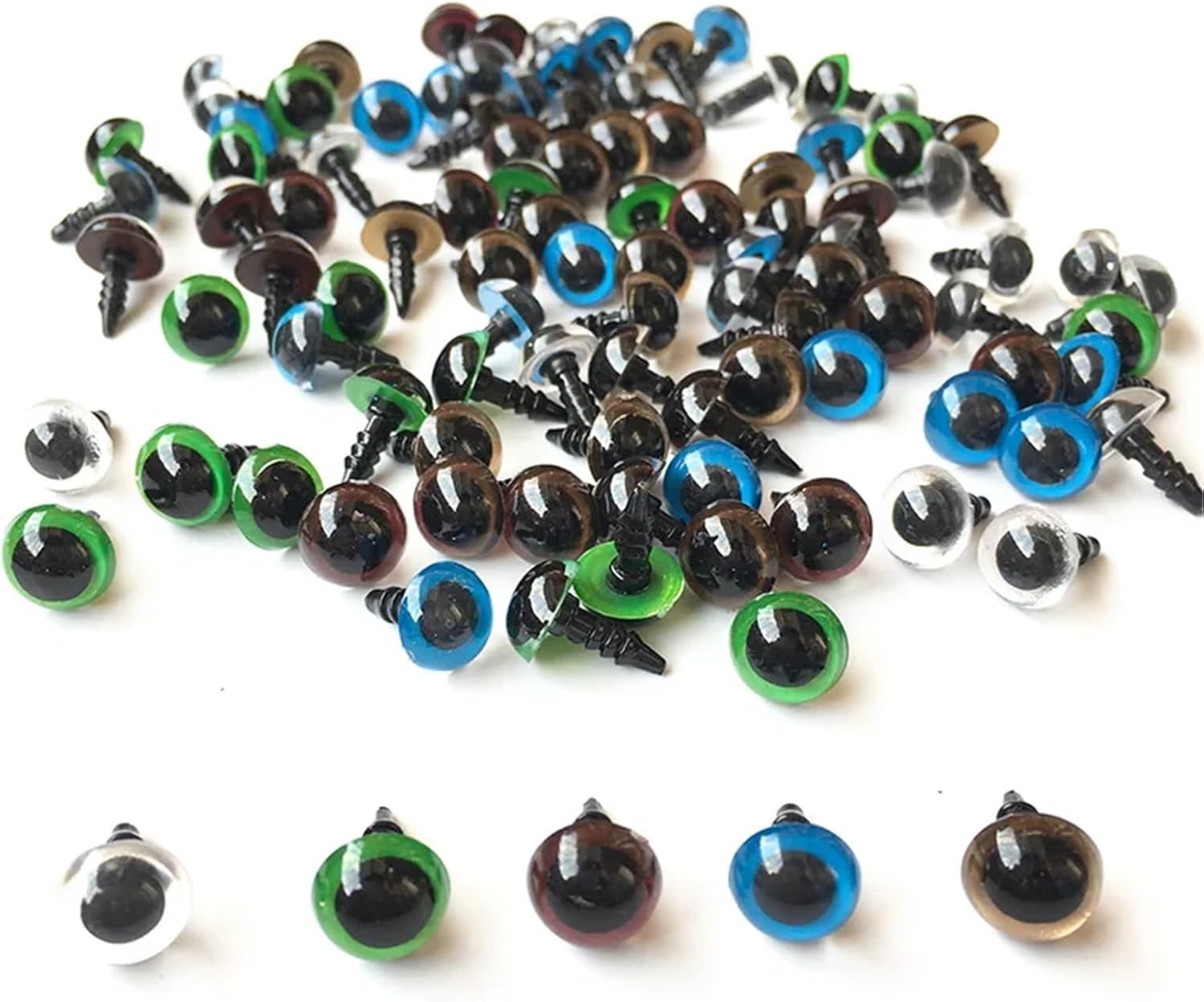 500pcs 250pairs Safety Eyes 10-12mm Blown Plastic Eyes for Teddy Bear Doll Craft