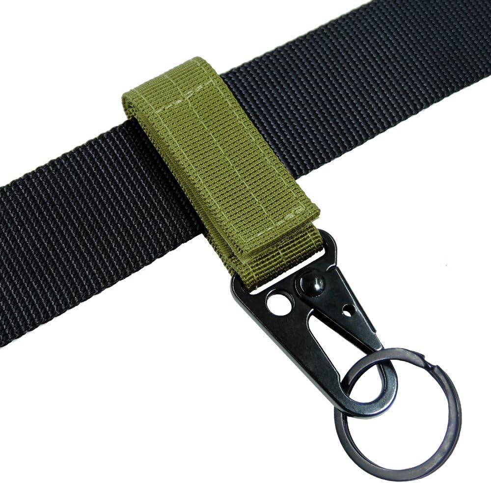 FAIRWIN Tactical Gear Clip, Nylon Key Ring Holder or Belt Keeper Military Utility Hanger Carabiner Molle Hook, Black, Tan, Green - Image 4