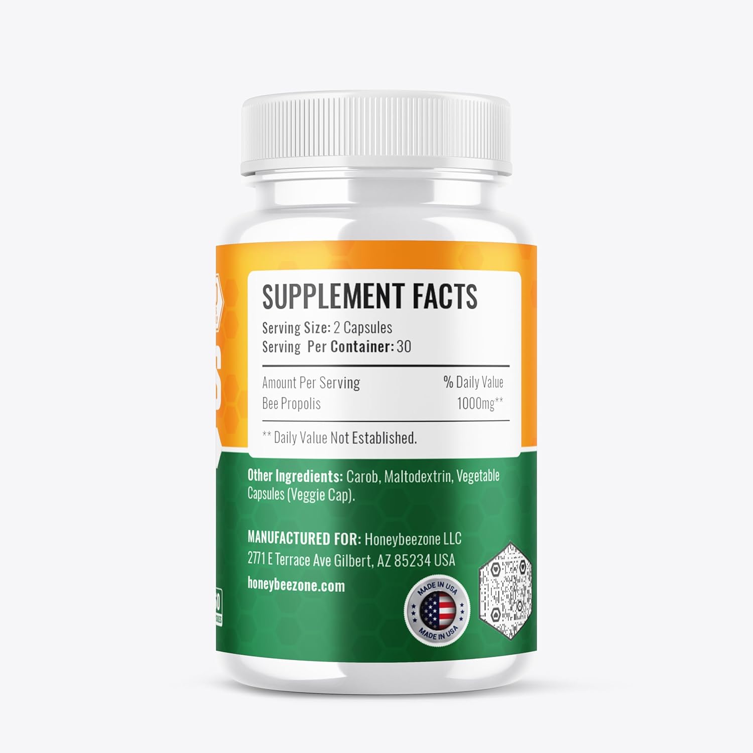 HONEYBEEZONE-Bee Propolis Capsules – 100% Natural Energy and Immune Support Supplement | Non-GMO, Gluten-Free, 60 Easy-to-Swallow Veggie Capsules - Image 5