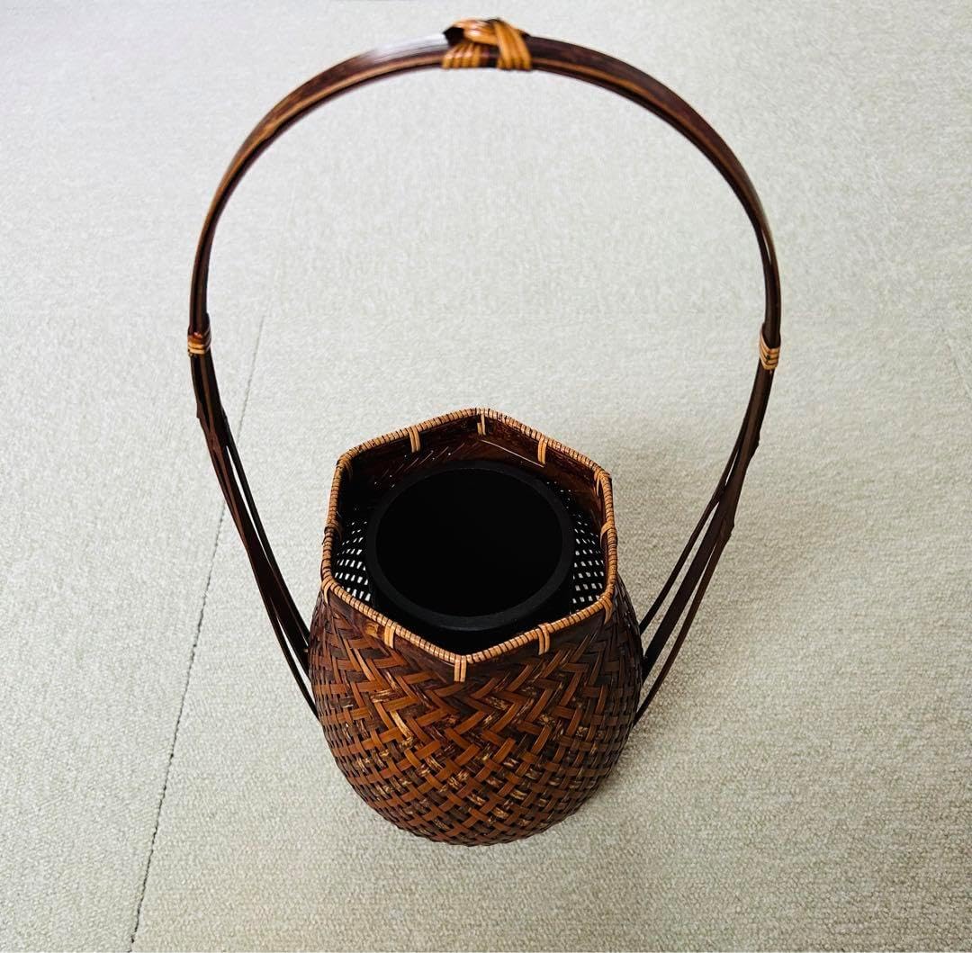 有馬籠 竹花入 花器 華道具 伝統竹芸 竹籠 花入 茶道