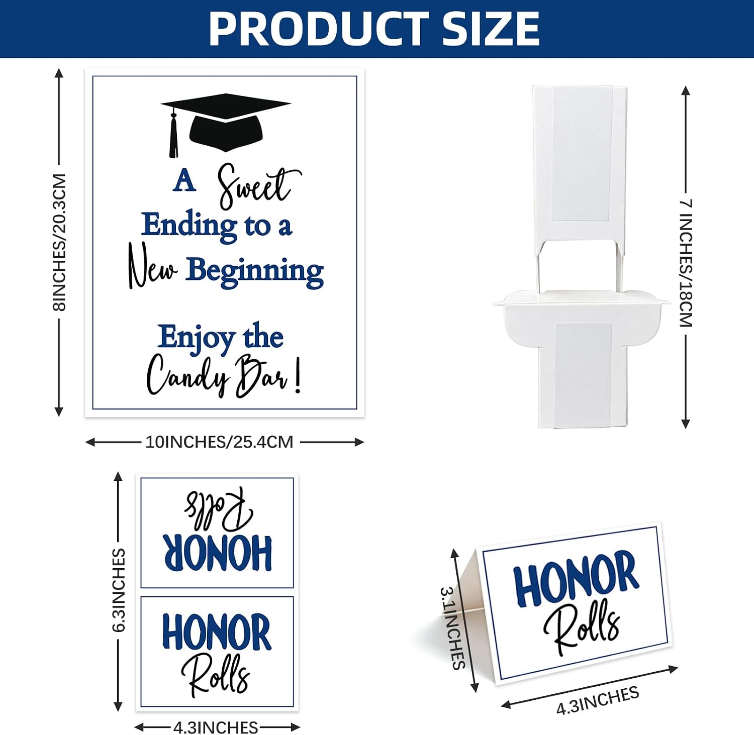 Graduation Candy Buffet Labels Set Graduation Candy Bar Signs Buffet Labels Tent Cards for Class of 2026 Graduation Candy Table Party Supplies (Blue) image 2