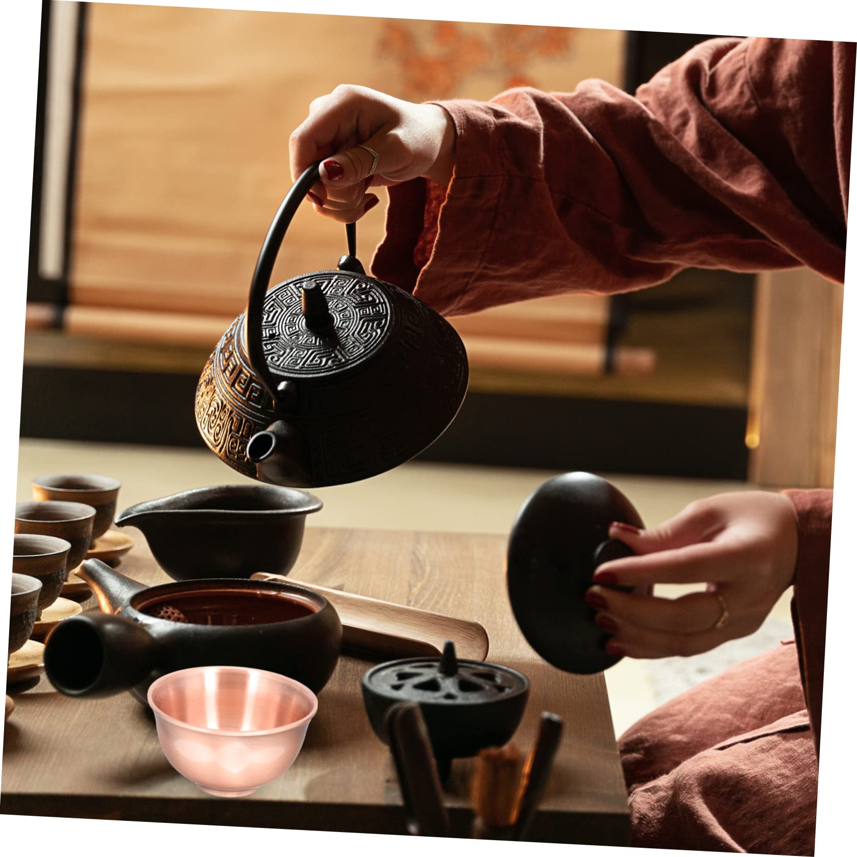 5 Pz tazza da tè tazza di tè asiatico ciotola da kung fu matcha chawan ciotola del tazze da the vintage set da te da cinese da domestica rame rosso