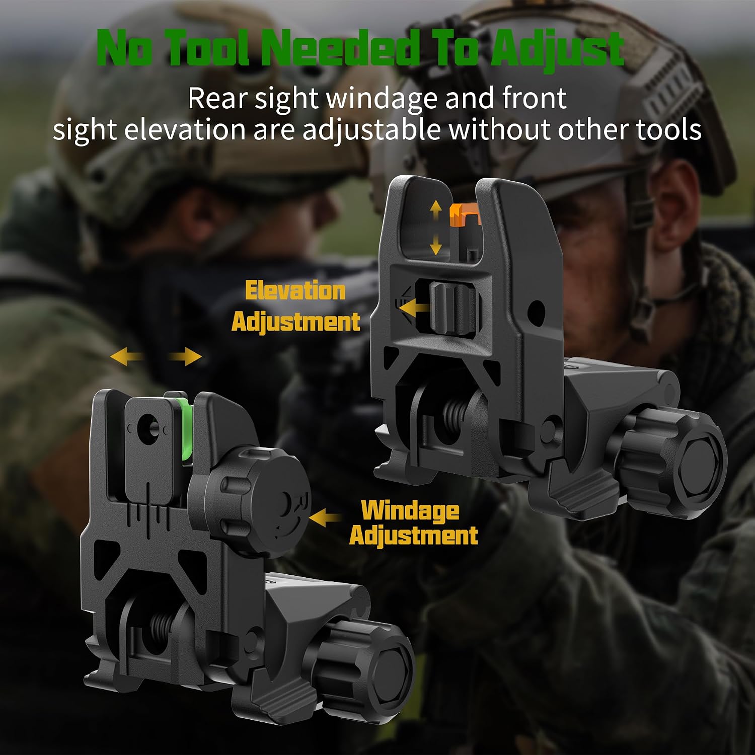 Folding Fiber Optic Sights Flip Up Sights Front and Rear Back up Sights for Picatinny Weaver Rails with Red Green Full Dots Polymer