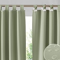 Vista 33 de RYB HOME Cortinas para exteriores para patio – 2 paneles cortinas para exteriores desmontables con parte superior adhesiva, impermeables, opacas