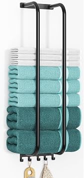 Bathroom Wall Mount Towel Rack: Bath Towel Hanging Holder for RolledTowel Organizer, Large Size
