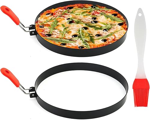 Molde para panqueques de 8 pulgadas, paquete de 2 anillos para panqueques con mango aislado, anillo de huevo grande antiadherente para tortilla de