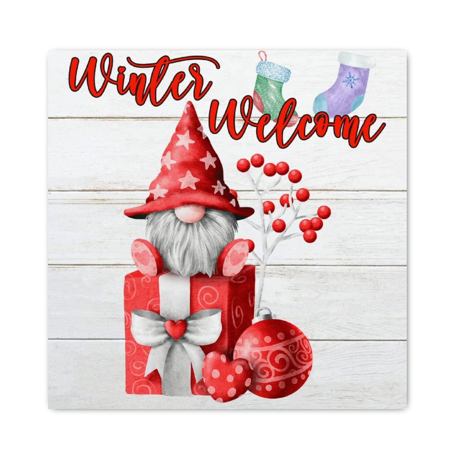 Panneau en bois Welcome décoratif pour mur de classe et chambre 30x30 cm