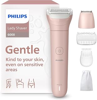 Philips Lady Shaver Series 6000 Cordless Wet & Dry Women's Electric Shaver, 3-Blade System for Legs, Body & Bikini, 80 Min Battery BRL137/00