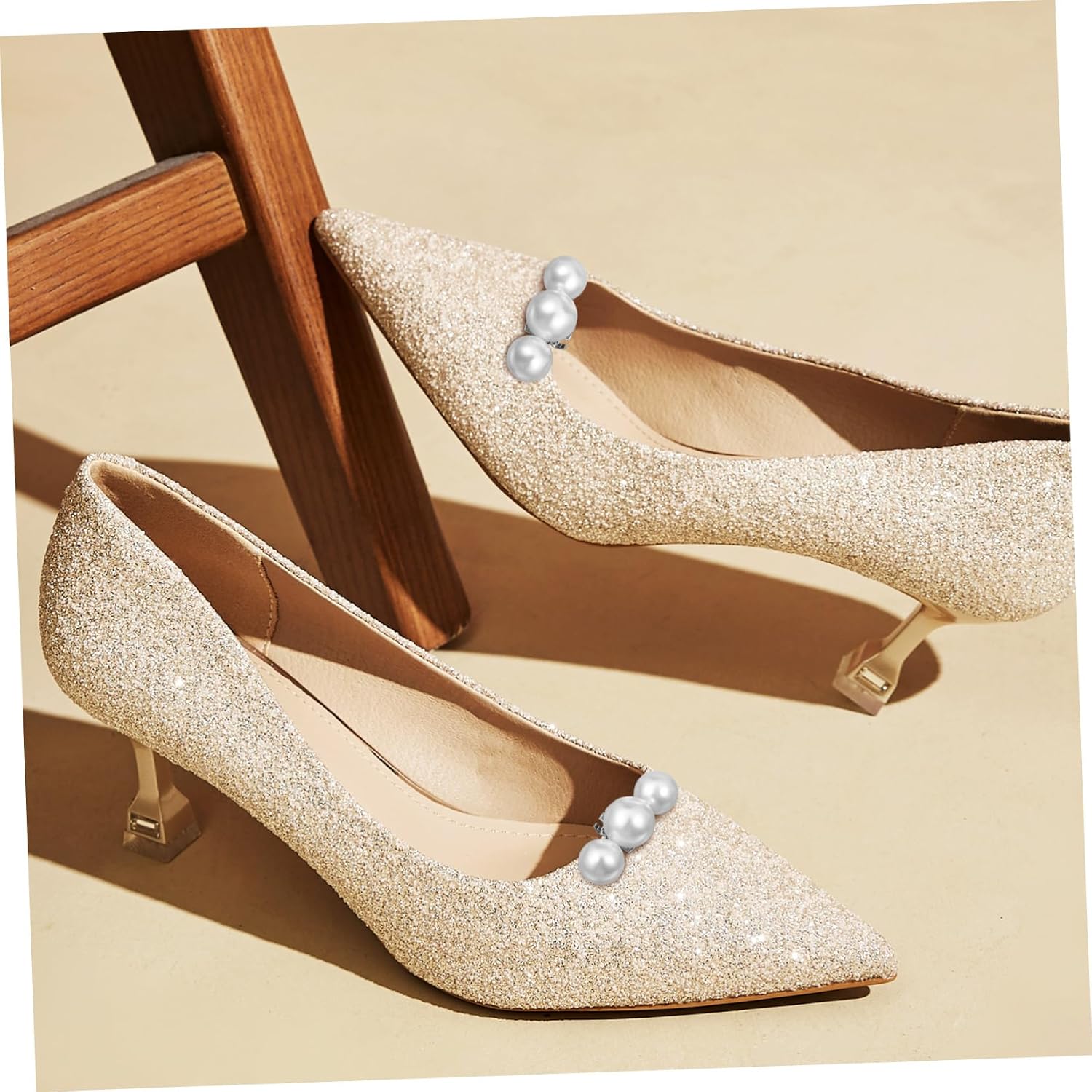GALPADA Women Shoe Clips Imitation Pearls Shoe Accessories Shoe Buckle Decor Silver Shoe Pearl Ornaments