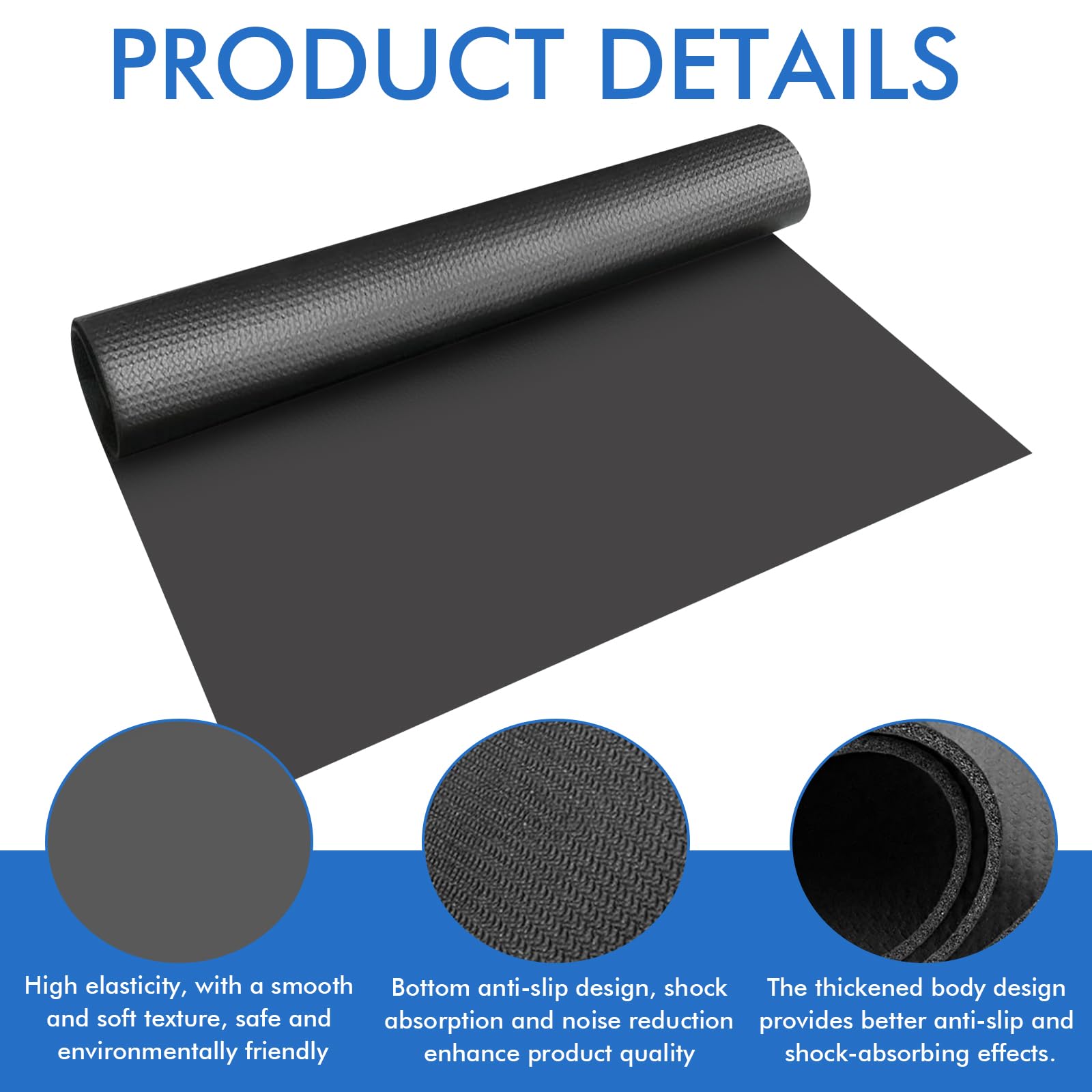 Tappetino protettivo per tapis roulant: 2 pezzi, 60 x 30 cm, tappetino antiscivolo da 3 mm, tappetino di protezione per attrezzature sportive, tappetino antiurto per cross trainer
