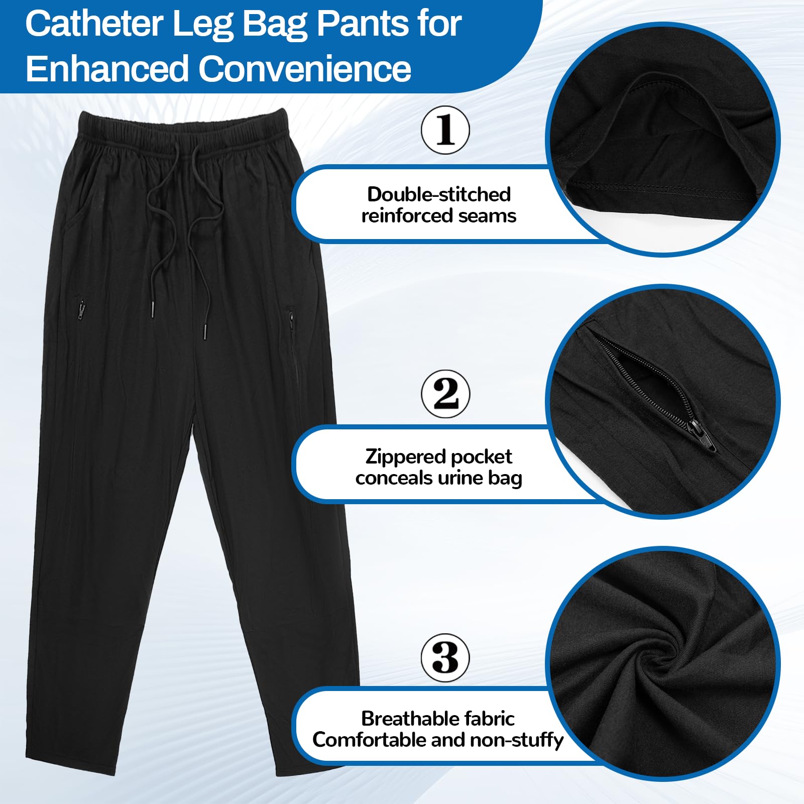 Pantaloni Nefrostomia Con Apertura Laterale E Tasche, Pantaloni Per Catetere Uomo, Pants Donna Incontinenza, Adatto A Pazienti In Dialisi E Pazienti Allettati (M)