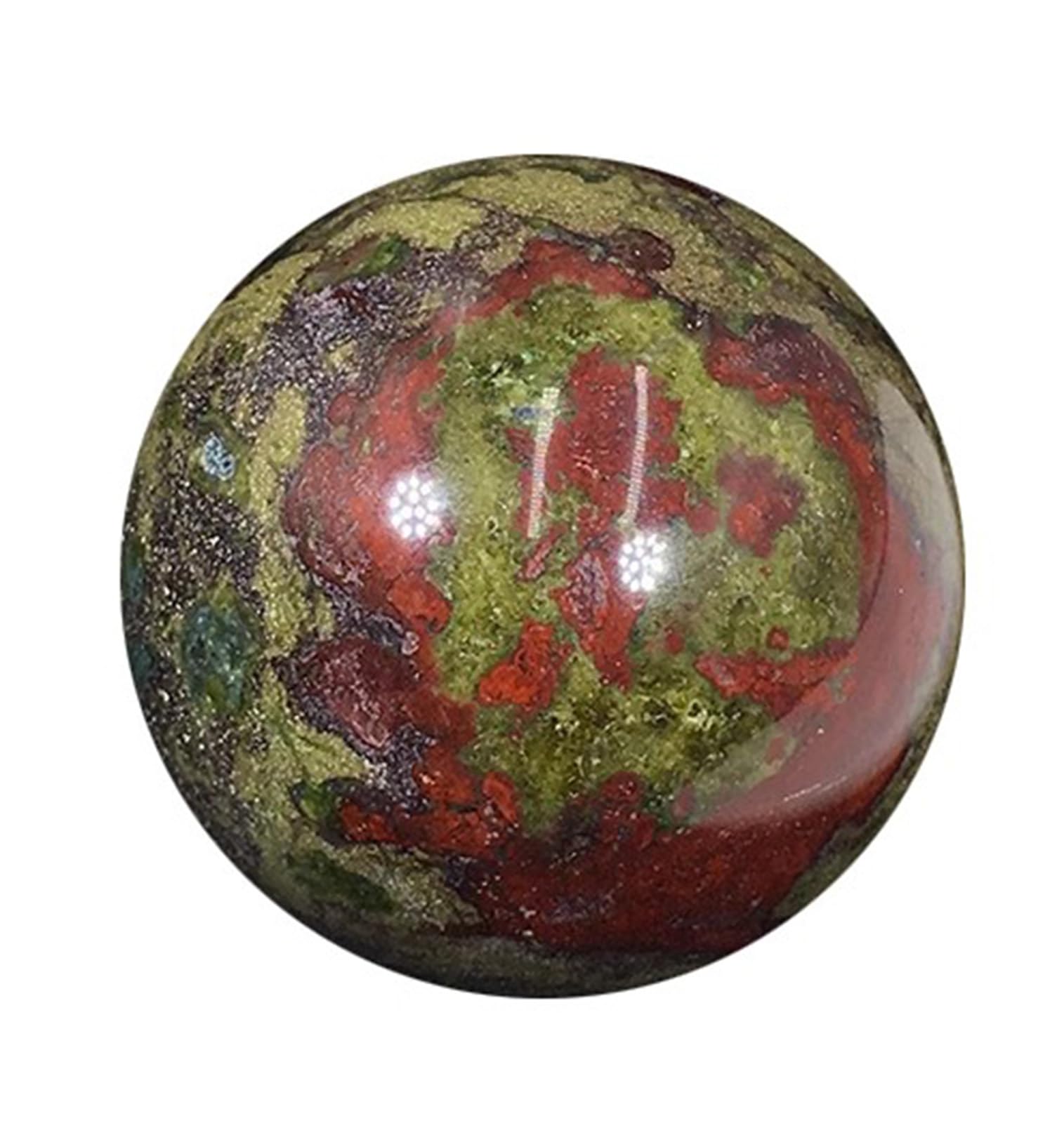 Sfera di Pietra Naturale lucidata con Sangue di Drago, Sfere Decorative di Pietra preziosa Verde, Sfera di Cristallo di Quarzo curativo per Meditazione e Stregoneria, Decorazione,70~75mm