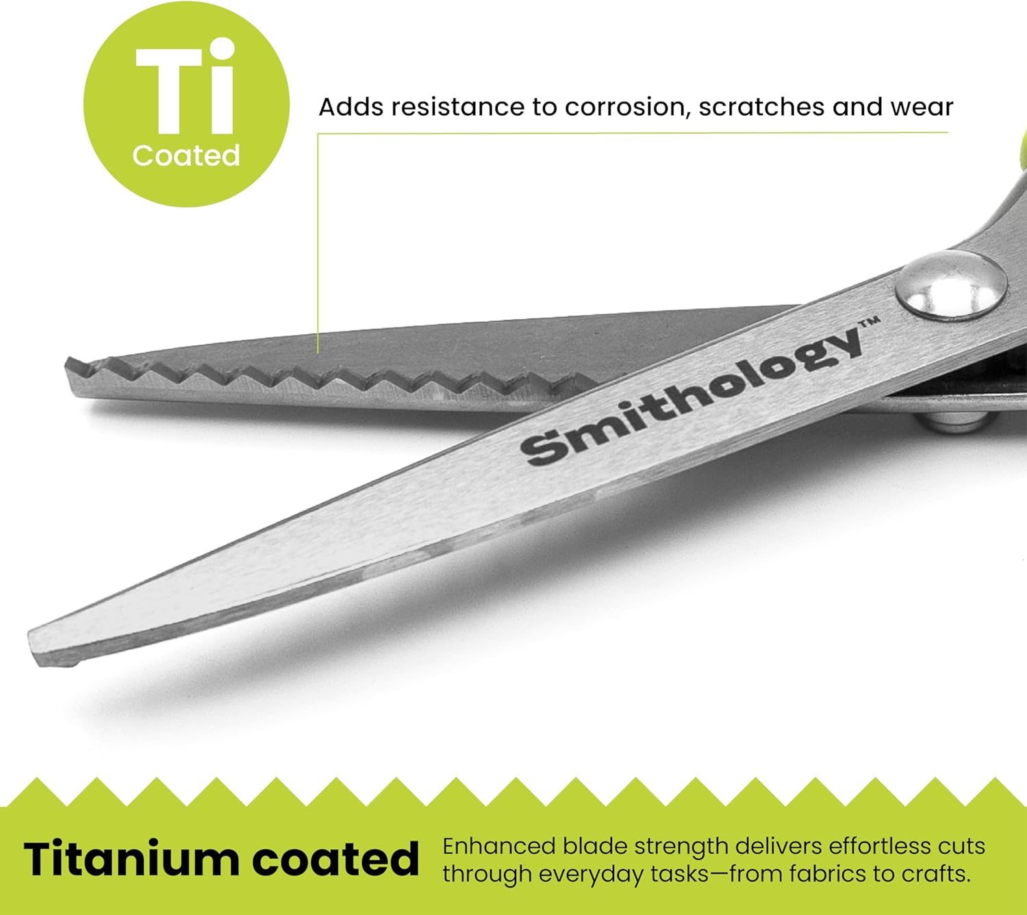 Smithology Pinking Shears 2-Pack | Fabric Scissors with Titanium Coated Stainless Steel Blades, Zig Zag Edge and Ergonomic Handles