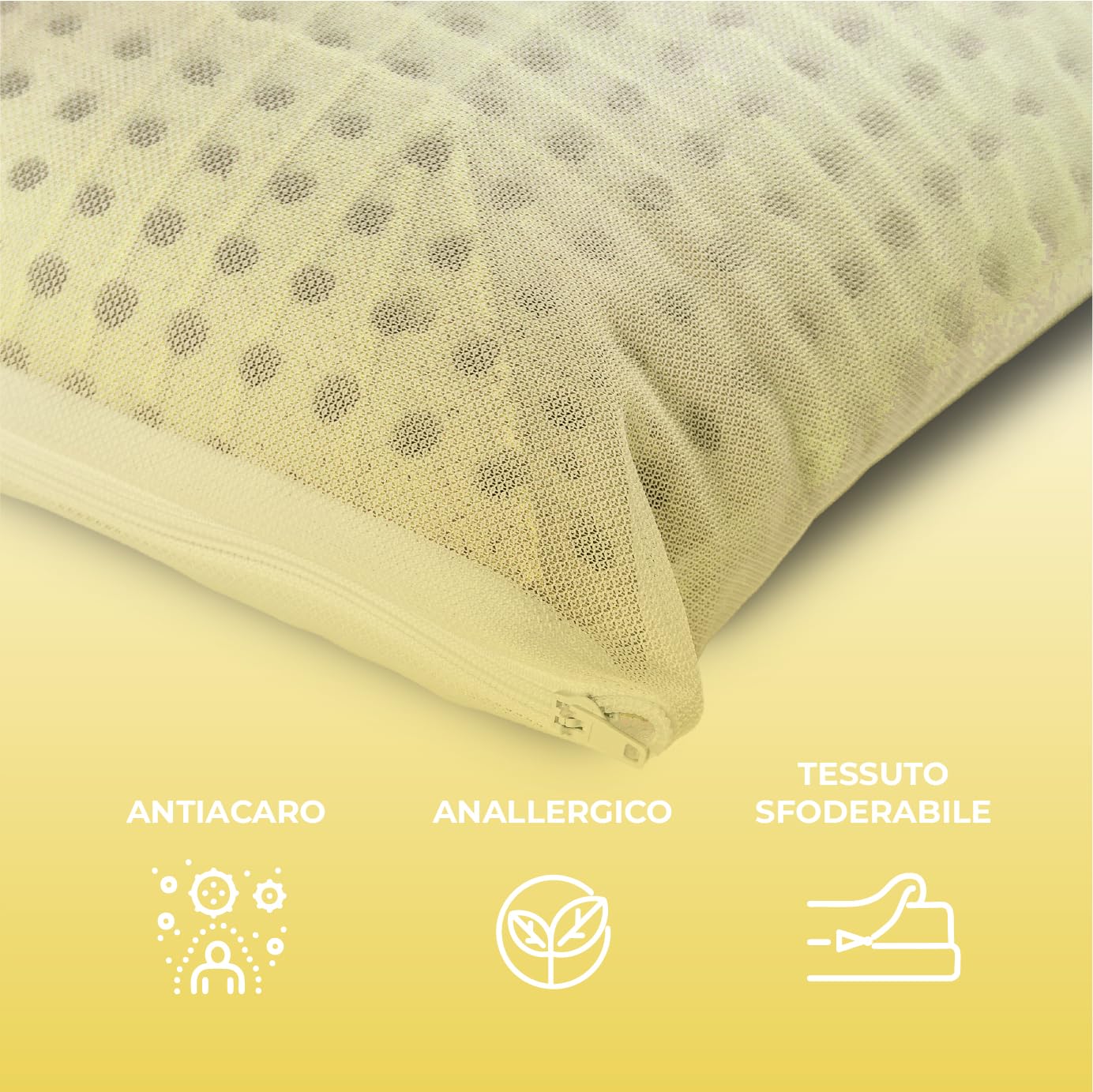 IlGruppone Guanciale In Memory Foam Microforato Profumato Aromaterapia Cuscino Letto Saponetta Prodotto Italiano Traspirante Sfoderabile Colorato Anallergico - Camomilla