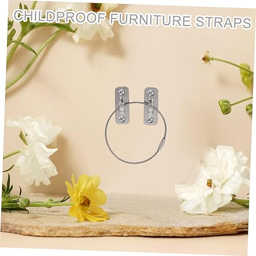 Miniatura 5 de BESTonZON Juego de 6 juegos de anclaje para muebles antipunta, correas de pared de acero inoxidable para armarios y estanterías resistentes a