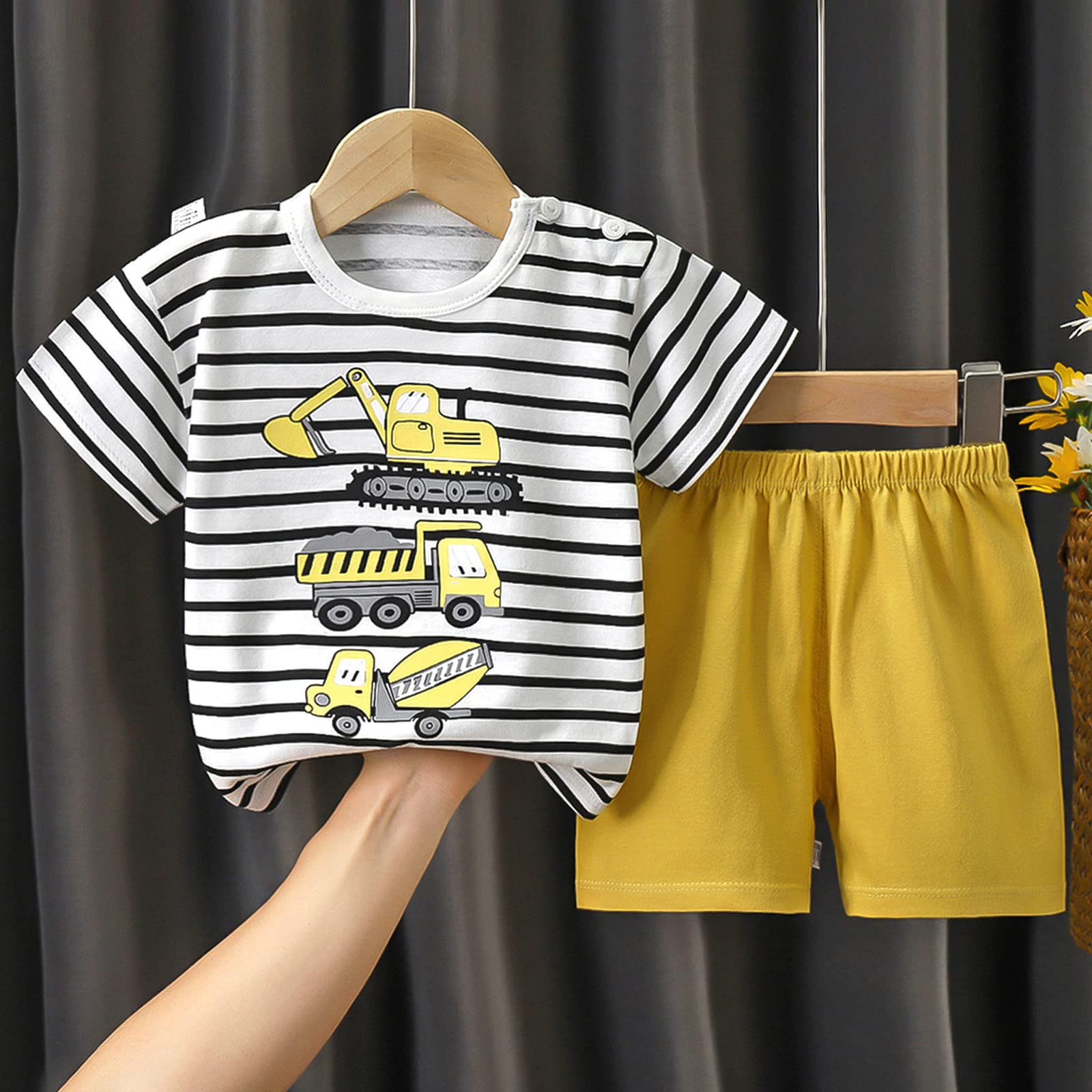 Baby Kleinkind Jungen 4 Stück T-Shirts und Shorts Dinosaurier Tops & Shorts Sommer Outfits