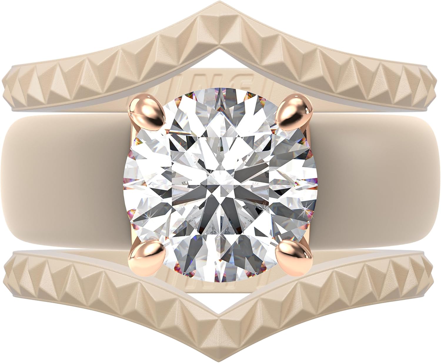 Rinfit Silicone Ring with Stone - Round Cut Cubic Zirconia Solitaire Ring for Women - Rubber Wedding Bands - Patented Design