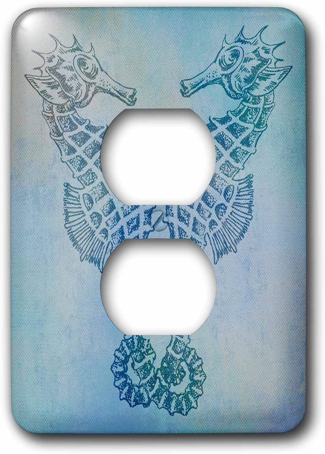 3dRose LLC lsp_79382_6 Aqua Seahorses Beach Theme Vintage Art 2 Plug Outlet Cover