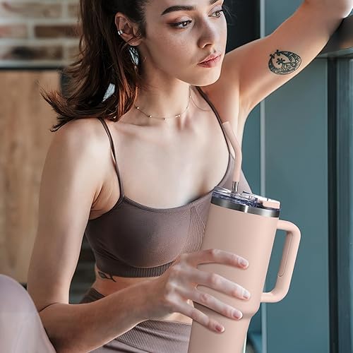 Miniatura 6 de 40 oz Tumbler with Handle and Straw Lid,Insulated Reusable Stainless Steel Water Bottle Travel MugCupholder Friendly Double Wall Vacuum Sealed Cup