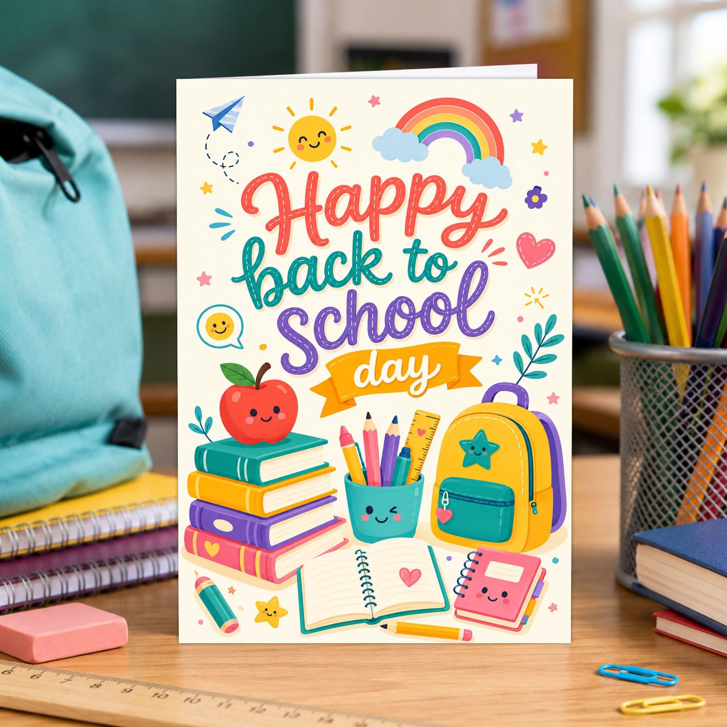Happy Back to School Day Card First Day of School Card for Kids