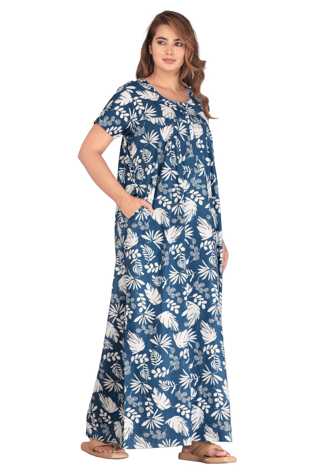 urali Women's Printed 100% Cotton Night Gown - S483A-picture-8