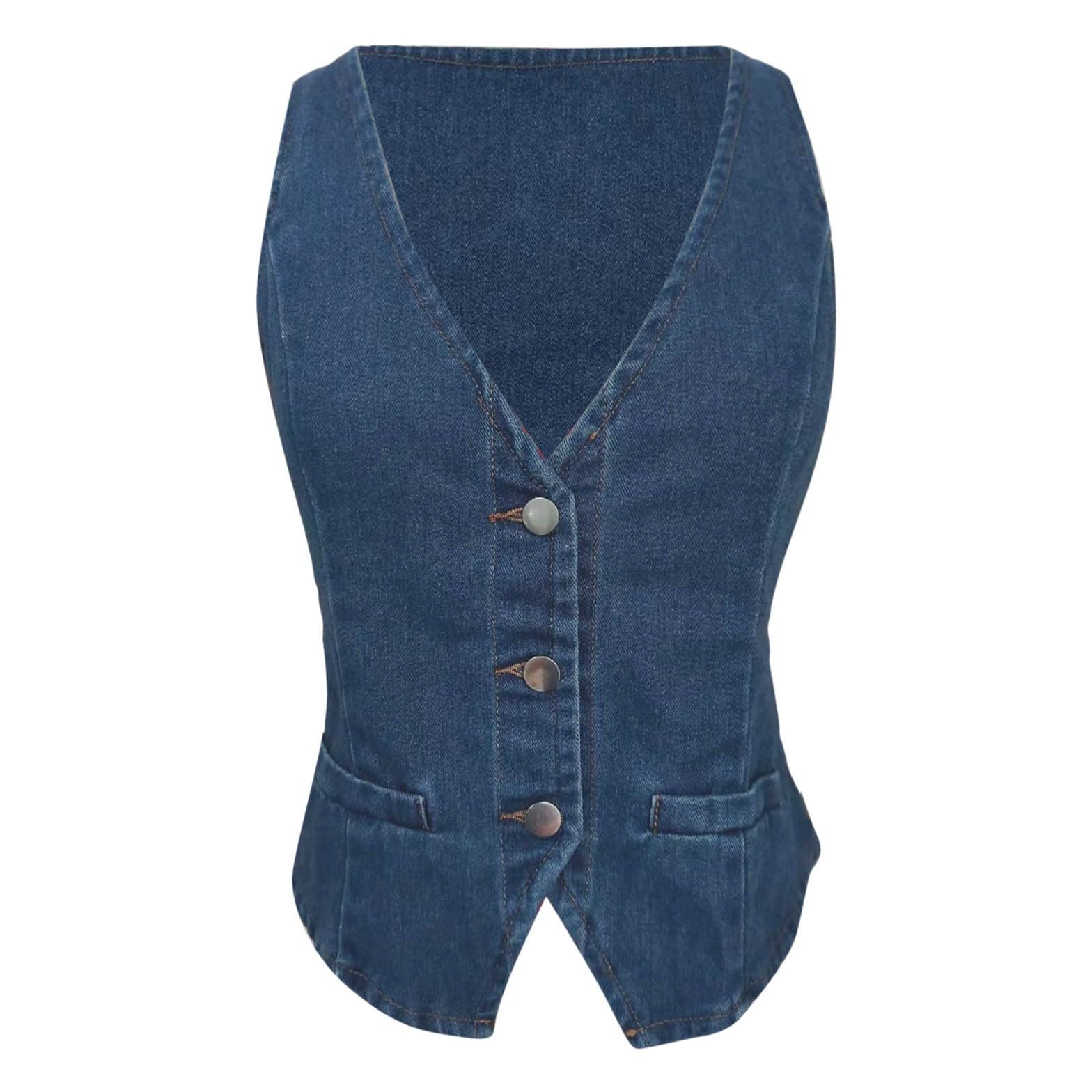 Chaleco sin mangas denim ligero que soluciona los problemas de ajuste 5