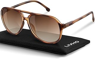 livho Trendy Polarized Aviator Sunglasses Women Men, Retro Sun Glasses for Women Men 2025, Oversized UV Protection Shades