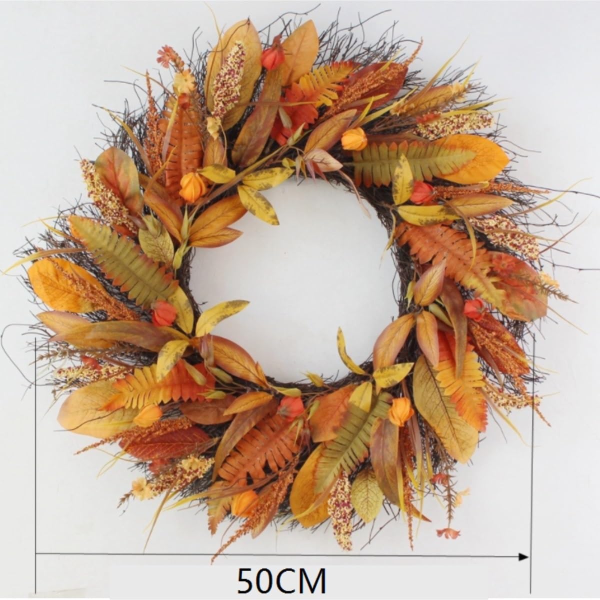 Weihnachtskranz Weihnachts-Türkranz, Winterkranz, Dekoration, Outdoor-Beflockung, Weihnachtskranz Deko(50cm)