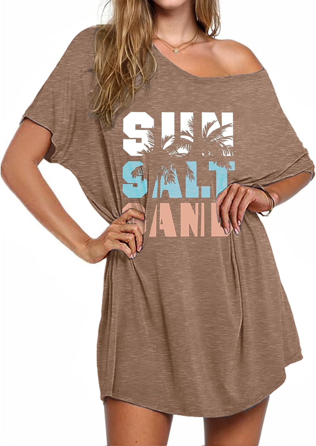 AI'MAGE Swimsuit Cover Up Women's Beach Dress Plus Size Bathing Suit Coverup Casual T Shirt Dresses Beachwear