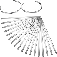 Hicarer 18PCS Adjustable Stainless Steel Cuff Bracelet Blanks for DIY Jewelry Making - 6.3x0.2 Inch Bangle Blanks