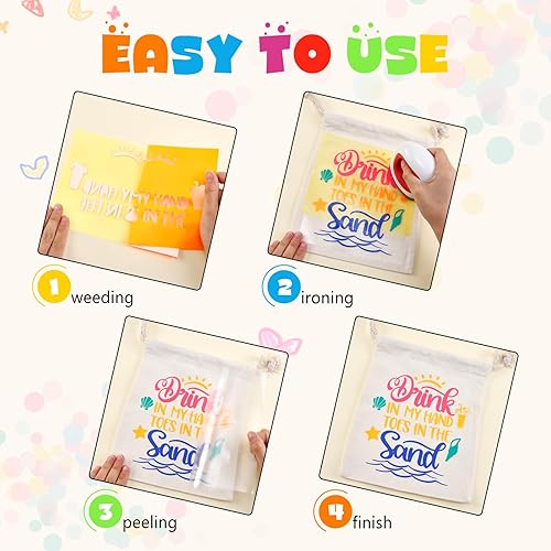 Miniatura 4 de Tintnut Vinilo HTV de neón, 10 hojas de 12 x 10 pulgadas, vinilo de transferencia de calor neón pastel para camisetas, bricolaje, compatible con