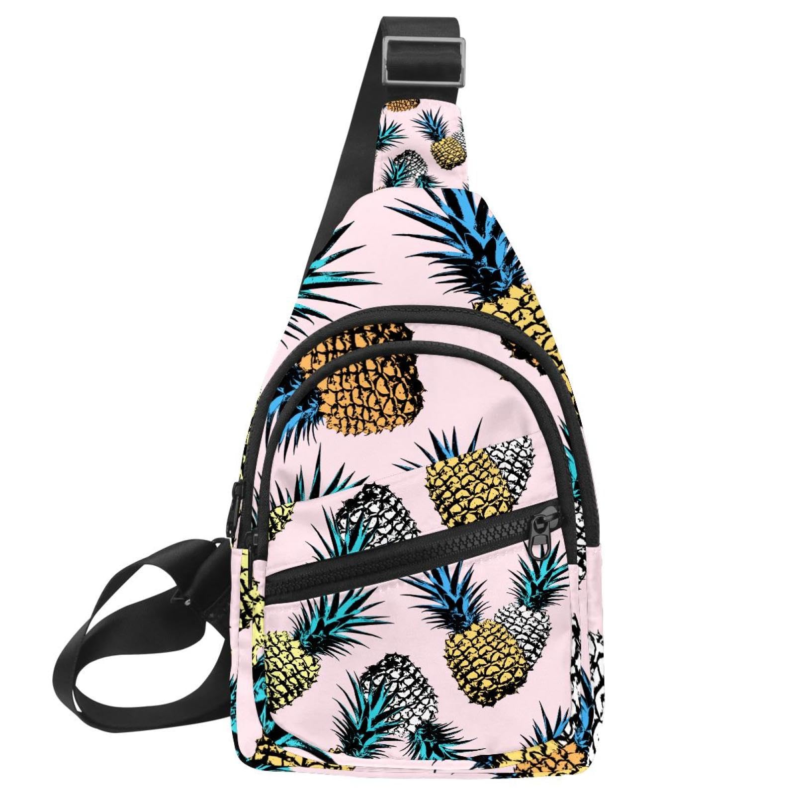 Bolso bandolera de piña rosa multiusos para tus viajes y paseos urbanos cotidianos 7