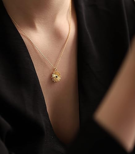 Miniatura 2 de Collar de oro contra el mal de ojo para mujersímbolo de protección - Colgante de circonita cúbica chapada en oro de 14 quilates, joyería en capas